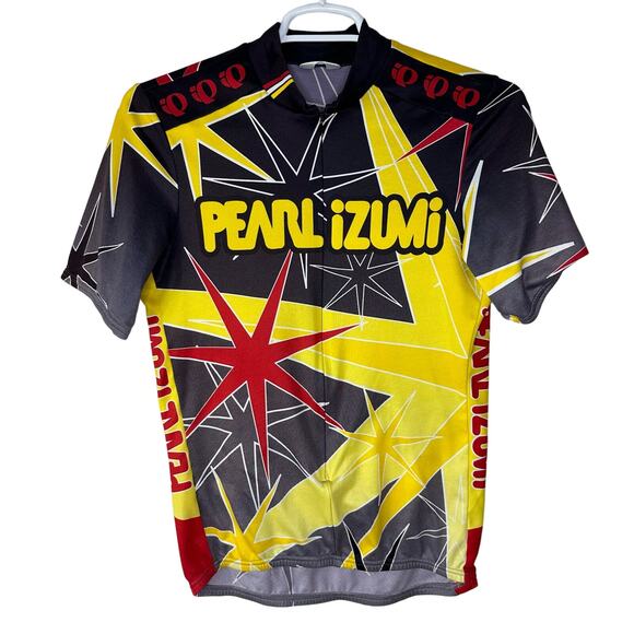 Pearl Izumi Cycling Shirt Size Large Athletic Zip Up Star Burst Graphic GUC - Picture 1 of 6